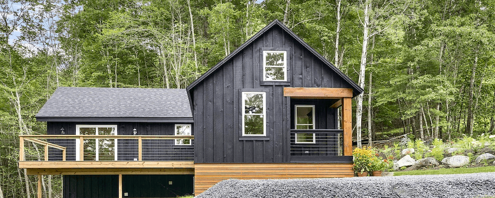 Modern deck in the woods with Imus Seal Butyl Joist Tape